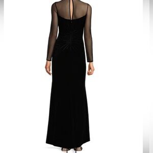 Eliza J Mock Neck Velvet Black Gown-see details on front &back of dress --Sz 20w
